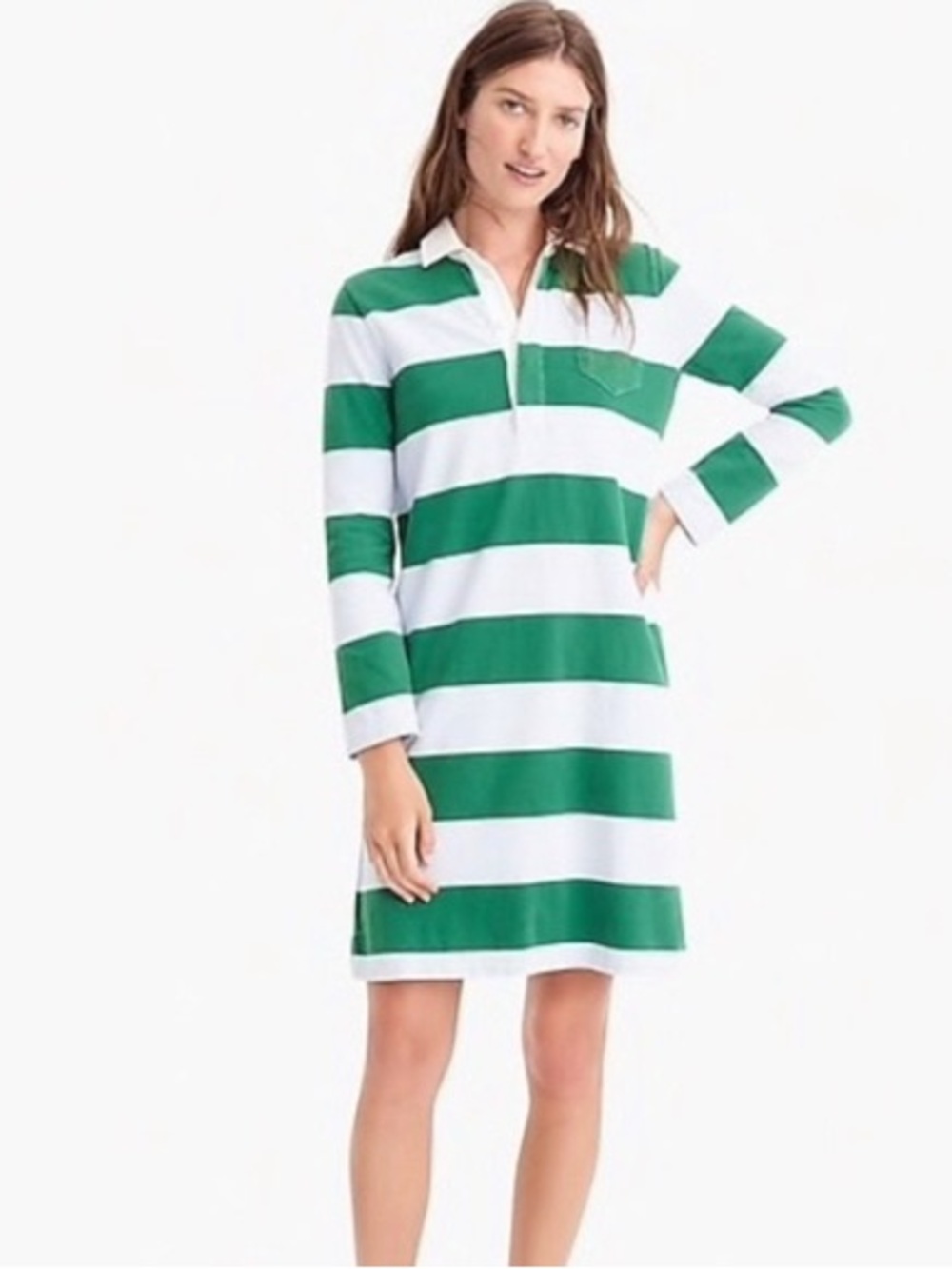 ✨ J.Crew Always Blue & Green Striped Rugby Shirt Dress XS ✨